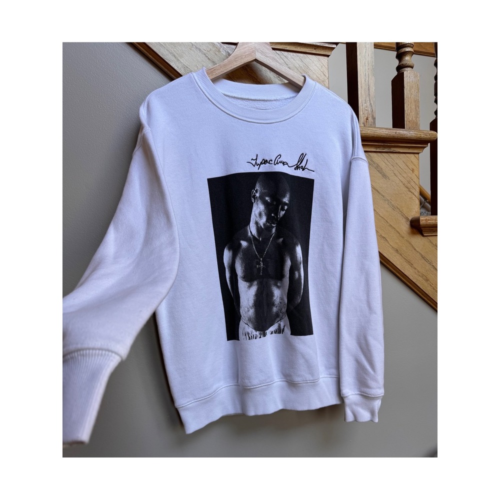 2PAC Amaru Entertainment White Graphic Sweatshirt Pullover Streetwear‎ Hip Hop